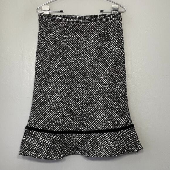 Gap Fits Small Black White Tweed Skirt Academia Career Flare School Preppy Y2K - Picture 4 of 11